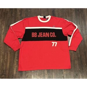 Vintage Bugle Boy Shirt Mens 2XL Red Black BB Jean Co 77 Sweatshirt Pullover 90s